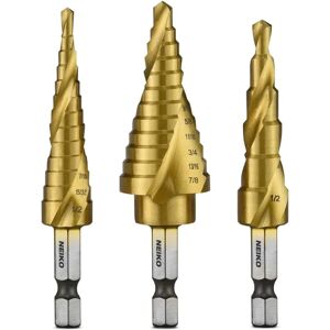 Neiko Model 43219-22909 Titanium Coated Spiral Step Drill Set - 31 Sizes Neiko Model 43219-22909 Titanium Coated Spiral Step Drill Set - 31 Sizes