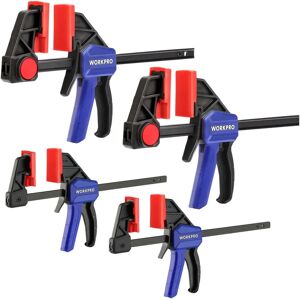 Workpro 4-Piece Clamps - Woodworking - 6-Inch & 4.5-Inch - One-Handed Workpro 4-Piece Clamps - Woodworking - 6-Inch & 4.5-Inch - One-Handed