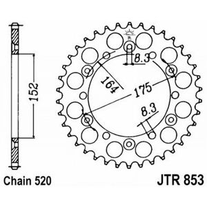 Yamaha JT Teräksinen standardi takaratas 853 - 520 - 41 hammasta Yamaha JT Teräksinen standardi takaratas 853 - 520 - 41 hammasta