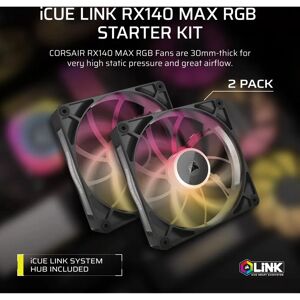 Corsair iCUE LINK RX140 MAX RGB Computer case fan - RGB LED lighting with 8 LEDs - High static pressure - Thicker blades for better cooling Corsair iCUE LINK RX140 MAX RGB Computer case fan - RGB LED lighting with 8 LEDs - High static pressure - Thicker blades for better cooling