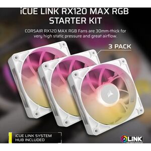 Corsair iCUE LINK RX120 MAX RGB Computer case Fan - White - 120mm RGB Fan - 3 pcs Corsair iCUE LINK RX120 MAX RGB Computer case Fan - White - 120mm RGB Fan - 3 pcs