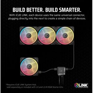 Corsair iCUE LINK LX120-R RGB Computer case Fan - RGB, 120mm, Black Corsair iCUE LINK LX120-R RGB Computer case Fan - RGB, 120mm, Black