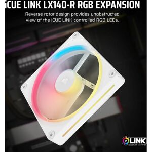 Corsair iCUE LINK LX140-R RGB Computer Case Fan - White - 140mm RGB Fan Corsair iCUE LINK LX140-R RGB Computer Case Fan - White - 140mm RGB Fan