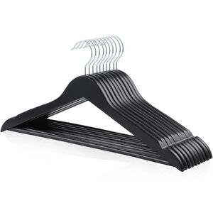 Basics WHE06613104 Set of 10 Black Wooden Clothes Hangers - Clothes Hanger Basics WHE06613104 Set of 10 Black Wooden Clothes Hangers - Clothes Hanger