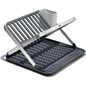 OXO Good Grips Aluminium Fold Flat Dish Rack - Grey - Kitchen Accessory OXO Good Grips Aluminium Fold Flat Dish Rack - Grey - Kitchen Accessory
