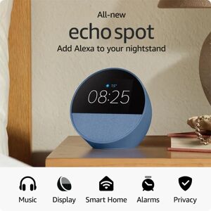 Amazon Echo Spot 2024 Smart Alarm Clock - Ocean Blue Amazon Echo Spot 2024 Smart Alarm Clock - Ocean Blue