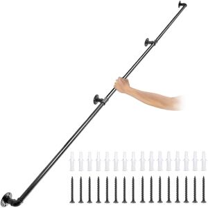 Vevor Wall-Mounted Industrial Carbon Steel Handrail - 9 ft, Supports 440 lbs Vevor Wall-Mounted Industrial Carbon Steel Handrail - 9 ft, Supports 440 lbs