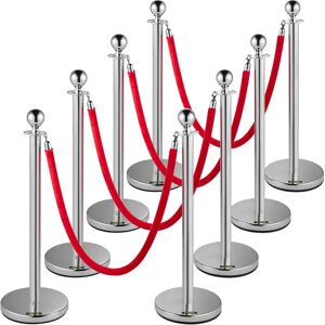 Vevor Silver Crowd Control Stanchion - 8 pcs, Red Velvet Rope, 5 ft Barrier Vevor Silver Crowd Control Stanchion - 8 pcs, Red Velvet Rope, 5 ft Barrier