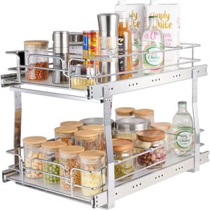 Vevor 2 Tier Pull Out Cabinet Organizer - Heavy Duty Chrome Steel Shelves Vevor 2 Tier Pull Out Cabinet Organizer - Heavy Duty Chrome Steel Shelves