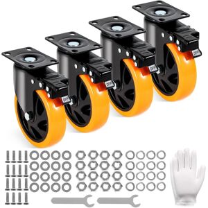 Ruote Girevoli VEVOR Set da 4 Ruote Silenziose in PVC con Freni - Pesanti - Mobili, Industriale Ruote Girevoli VEVOR Set da 4 Ruote Silenziose in PVC con Freni - Pesanti - Mobili, Industriale
