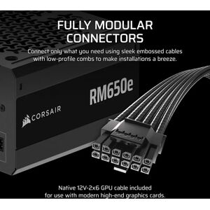 Corsair RM650e Power Supply Unit - 650W, Black, Modular, ATX 3.1 Corsair RM650e Power Supply Unit - 650W, Black, Modular, ATX 3.1