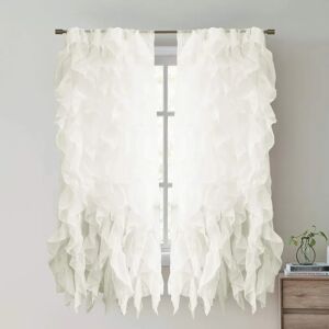 Sweet Home Collection Ivory Vertical Ruffled Curtain Panel - Curtain Panel Sweet Home Collection Ivory Vertical Ruffled Curtain Panel - Curtain Panel