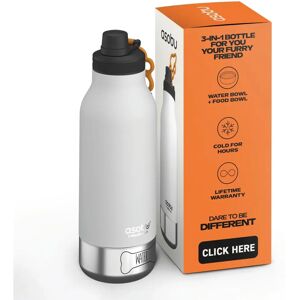 Bouteille d'eau Asobu avec bol pour chien - Blanc - 1005ml - Publicité Bouteille d'eau Asobu avec bol pour chien - Blanc - 1005ml - Publicité