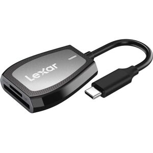Lexar Professional USB-C Dual-Slot Card Reader - UHS-II, UHS-I, USB 3.2, Black/Grey Lexar Professional USB-C Dual-Slot Card Reader - UHS-II, UHS-I, USB 3.2, Black/Grey