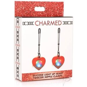 XR Brands Pinze per Capezzoli in Silicone con Cuore Luminoso - Nipple Clamps XR Brands Pinze per Capezzoli in Silicone con Cuore Luminoso - Nipple Clamps