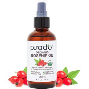 Pura D'or Organic Rosehip Seed Oil - 118ml - Cold Pressed, USDA Organic, Moisturizer Pura D'or Organic Rosehip Seed Oil - 118ml - Cold Pressed, USDA Organic, Moisturizer