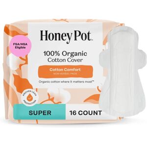 Honey Pot Organic Cotton Super Pads - Winged, Leakproof Feminine Sanitary Napkins Honey Pot Organic Cotton Super Pads - Winged, Leakproof Feminine Sanitary Napkins