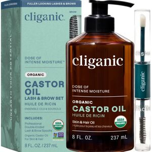 Cliganic USDA Organic Castor Oil - 8oz with Eyelash Kit - For Eyelash Cliganic USDA Organic Castor Oil - 8oz with Eyelash Kit - For Eyelash
