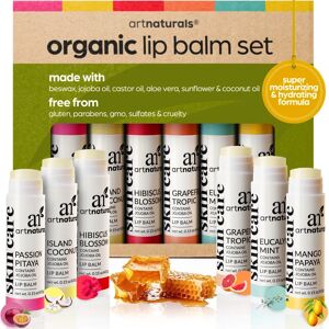 artnaturals Lip Balm Set - Assorted Flavors - 6 Lip Balms artnaturals Lip Balm Set - Assorted Flavors - 6 Lip Balms