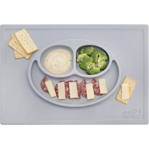 EZPZ Happy Mat Pewter - Silikontallerken og Placemats - Selv-Servering Hjelp EZPZ Happy Mat Pewter - Silikontallerken og Placemats - Selv-Servering Hjelp