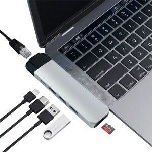 Satechi Dual USB-C Hub for MacBook - 4K HDMI, 2 USB, Ethernet - Silver Satechi Dual USB-C Hub for MacBook - 4K HDMI, 2 USB, Ethernet - Silver
