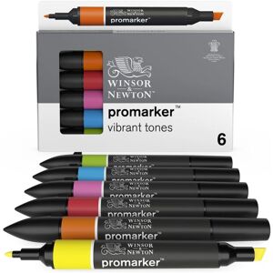 Winsor & Newton Promarker Twin Tip Graphic Marker Pens VIBRANT TONES Set of 6 - Markers Winsor & Newton Promarker Twin Tip Graphic Marker Pens VIBRANT TONES Set of 6 - Markers