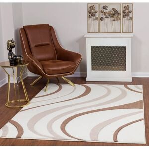 SURYA Whitney Rug - Geometric Retro Design 80x150cm - White and Brown SURYA Whitney Rug - Geometric Retro Design 80x150cm - White and Brown