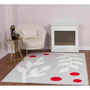 Surya - Modern Geometric Rug - 160x213cm - Gray, Red, White - Vintage Retro Style Surya - Modern Geometric Rug - 160x213cm - Gray, Red, White - Vintage Retro Style