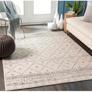 Tapis Bohème Géométrique Surya Mya - 80x150 cm - Blanc & Gris - OEKO-TEX - Publicité Tapis Bohème Géométrique Surya Mya - 80x150 cm - Blanc & Gris - OEKO-TEX - Publicité