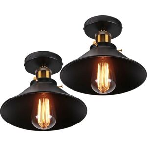 Norcks 2PCS Retro Vintage Ceiling Light - Industrial Metal Black - 22CM Norcks 2PCS Retro Vintage Ceiling Light - Industrial Metal Black - 22CM