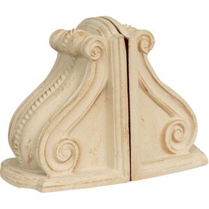 Sujetaleribros de Madera Blanca Envejecida Biscottini - Para Estanterías y Escritorios Sujetaleribros de Madera Blanca Envejecida Biscottini - Para Estanterías y Escritorios