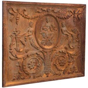 BISCOTTINI Wall Decor Plate - 82x3x65cm Rusty Iron Fireplace Shield BISCOTTINI Wall Decor Plate - 82x3x65cm Rusty Iron Fireplace Shield