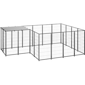 Helloshop26 Jaula de acero negro para perros - Parque exterior para mascotas Helloshop26 Jaula de acero negro para perros - Parque exterior para mascotas