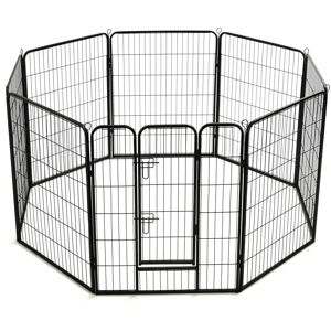 Helloshop26 Parque para Perros - 8 Paneles Acero Negro - 80x100cm Helloshop26 Parque para Perros - 8 Paneles Acero Negro - 80x100cm