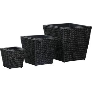 HELLOSHOP26 - 3-piece elevated planter set - Negro - Water hyacinth - Conjunto de jardineras HELLOSHOP26 - 3-piece elevated planter set - Negro - Water hyacinth - Conjunto de jardineras
