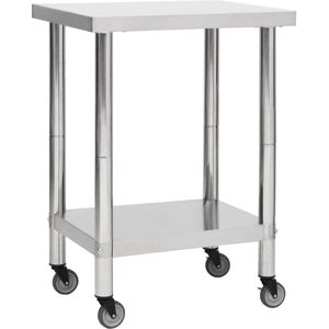 Tavolo da cucina in acciaio inossidabile HELLOSHOP26 - 60x30x85cm Tavolo da cucina in acciaio inossidabile HELLOSHOP26 - 60x30x85cm