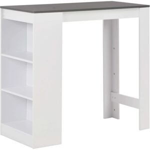 HELLOSHOP26 Mesa de bar blanca con estante de 3 capas - Mesa de bar HELLOSHOP26 Mesa de bar blanca con estante de 3 capas - Mesa de bar