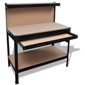 HelloShop26 Banco de Trabajo de Acero con Cajón y Panel Perforado - Banco de Trabajo HelloShop26 Banco de Trabajo de Acero con Cajón y Panel Perforado - Banco de Trabajo