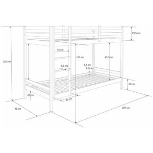 Décoshop26 Lits superposés en bois blanc 90x200cm - Publicité Décoshop26 Lits superposés en bois blanc 90x200cm - Publicité