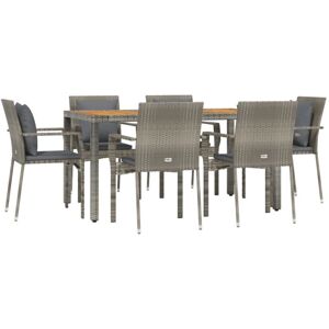 HELLOSHOP26 - Juego de comedor de jardín - Ratán de resina resistente, Marco de acero, Mesa de madera de acacia HELLOSHOP26 - Juego de comedor de jardín - Ratán de resina resistente, Marco de acero, Mesa de madera de acacia