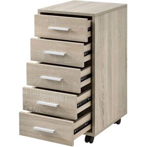 MOBIKASA Chariot de Rangement avec 5 Tiroirs - Bureau MDF Beige - Publicité MOBIKASA Chariot de Rangement avec 5 Tiroirs - Bureau MDF Beige - Publicité
