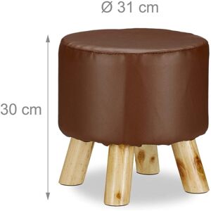 HELLOSHOP26 - Sgabello rotondo con 4 gambe in legno e materiale sintetico marrone - Stool HELLOSHOP26 - Sgabello rotondo con 4 gambe in legno e materiale sintetico marrone - Stool