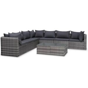 HELLOSHOP26 - Salon de jardin 8 piezas gris resina trenzada - gris - resin wicker - Garden furniture set HELLOSHOP26 - Salon de jardin 8 piezas gris resina trenzada - gris - resin wicker - Garden furniture set