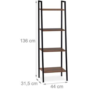 HELLOSHOP26 - Estantería de pie con planta - 4 pisos 136 cm - Marrón y negro - Shelf HELLOSHOP26 - Estantería de pie con planta - 4 pisos 136 cm - Marrón y negro - Shelf