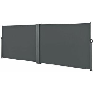 Helloshop26 - Mampara doble de privacidad de acero y poliéster - 2x300 cm - Gris Helloshop26 - Mampara doble de privacidad de acero y poliéster - 2x300 cm - Gris