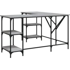 HELLOSHOP26 - Escritorio en L - Gris - Contrachapado - Desk HELLOSHOP26 - Escritorio en L - Gris - Contrachapado - Desk