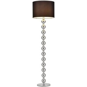 Helloshop26 - Lámpara de pie de metal y tela - 155cm - Negro y cromo - E27 Helloshop26 - Lámpara de pie de metal y tela - 155cm - Negro y cromo - E27