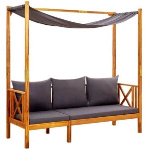 Helloshop26 Banco de jardín con toldo - Madera maciza de acacia - 179x66x180cm Helloshop26 Banco de jardín con toldo - Madera maciza de acacia - 179x66x180cm