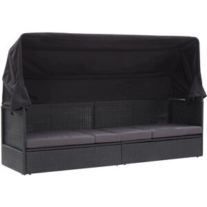 Sofá cama de resina tejida con dosel exterior Helloshop26 Sofá cama de resina tejida con dosel exterior Helloshop26