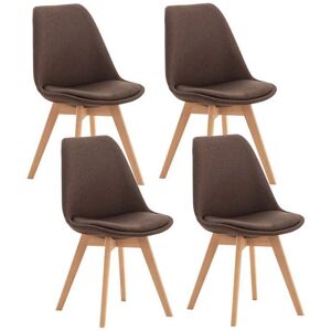 MOBIKASA 4 Chaises de salle à manger style scandinave en tissu marron Pieds en bois - Chaises de salle à manger - Publicité MOBIKASA 4 Chaises de salle à manger style scandinave en tissu marron Pieds en bois - Chaises de salle à manger - Publicité